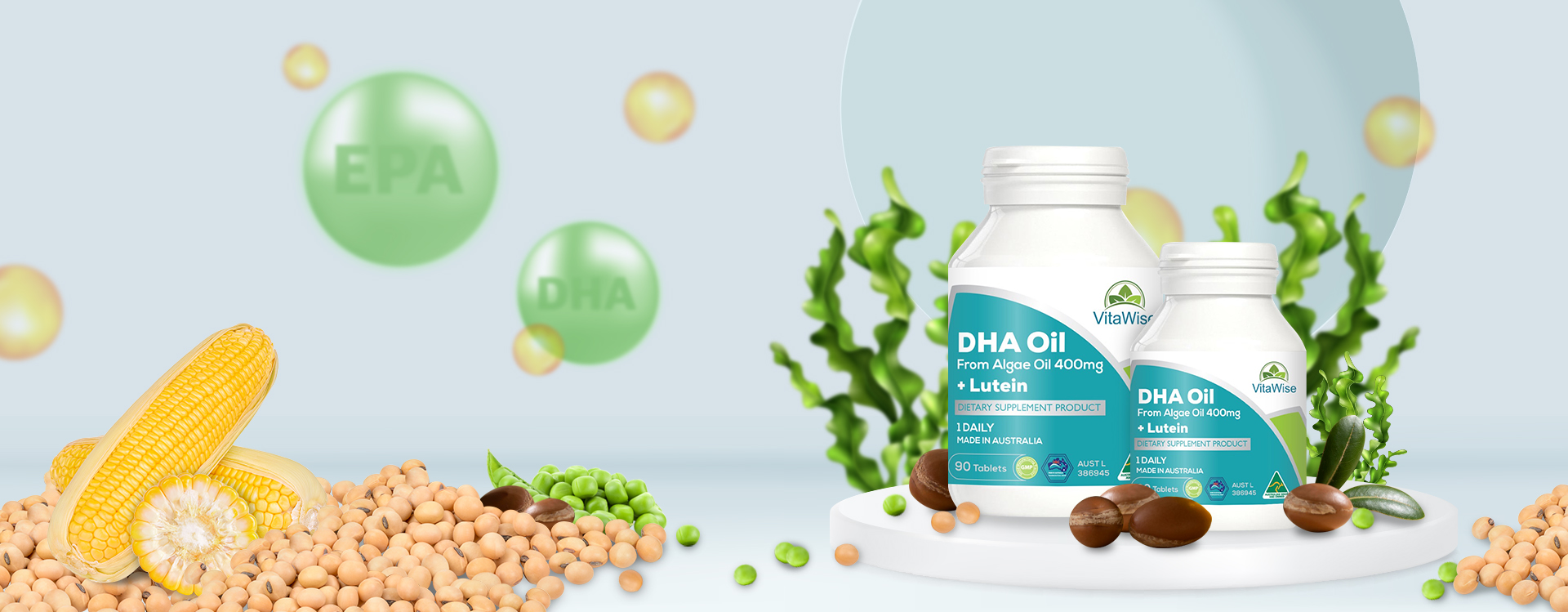 Vitawise DHA Oil from Algae Oil 400mg + Lutein Slider